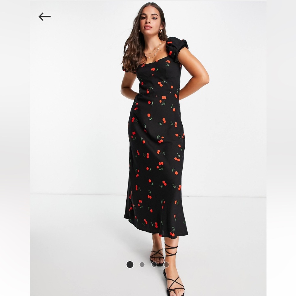 ASOS Cherry Print Black Maxi Dress